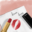 Baiser rouge et douceur écrite d'amour